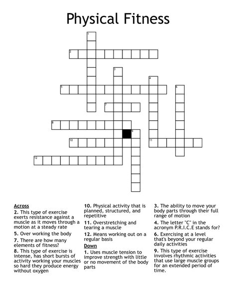 fitness crossword clue|FITNESS Crossword Clue & Synonyms